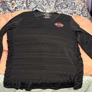 Harley-Davidson Black V-Neck Long Sleeve Top